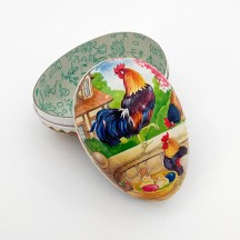 3-1/2" Roosters on Wall Papier Mache Easter Egg Container ~ Germany